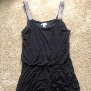 Black romper with colorful straps